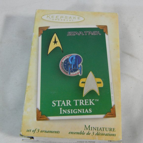2004 Hallmark Star Trek Insignias 3pc Miniature Ornament Set - Picture 1 of 8